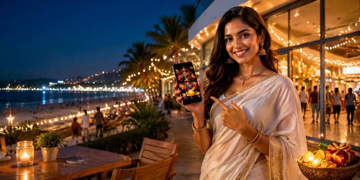 Indian woman using casino app on mobile